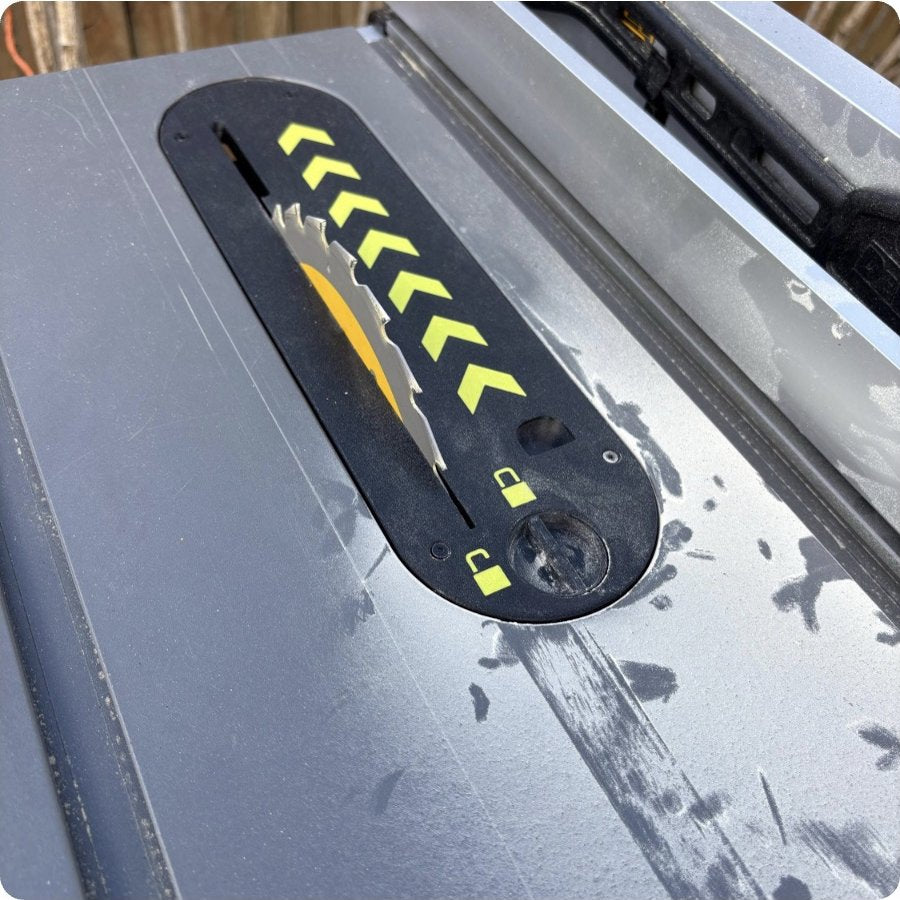 Customer photo of a zero clearance insert installed in a table saw